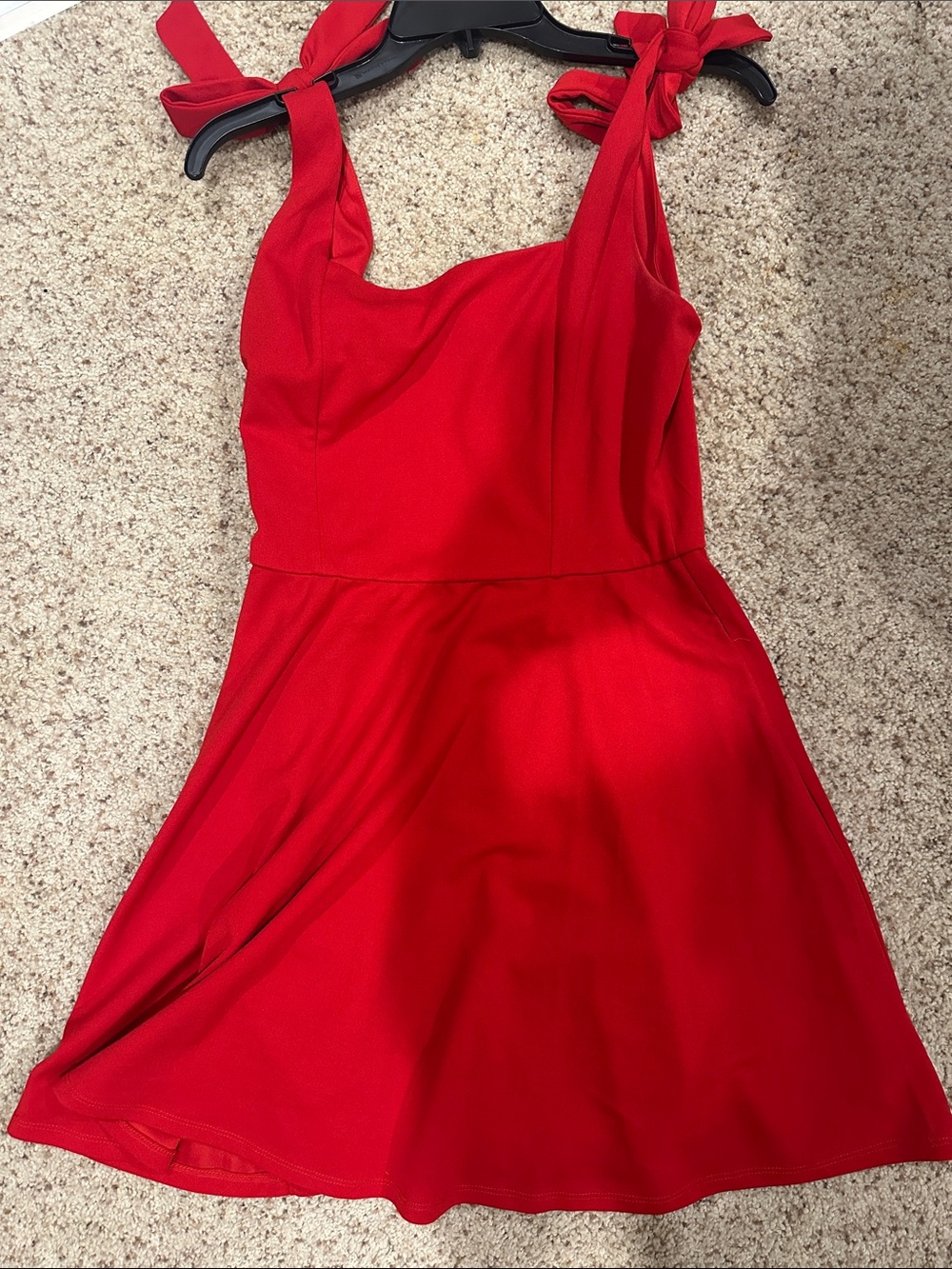 miami Red Tie-Shoulder Flared Mini Dress